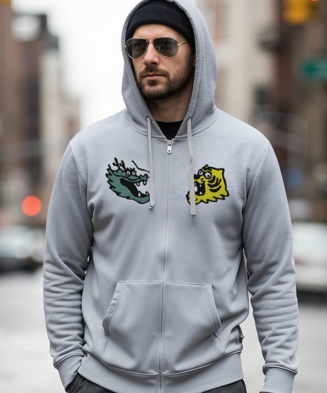 Face-to-Face Dragon vs Tiger Illustration (Relaxed Style) - Image 1