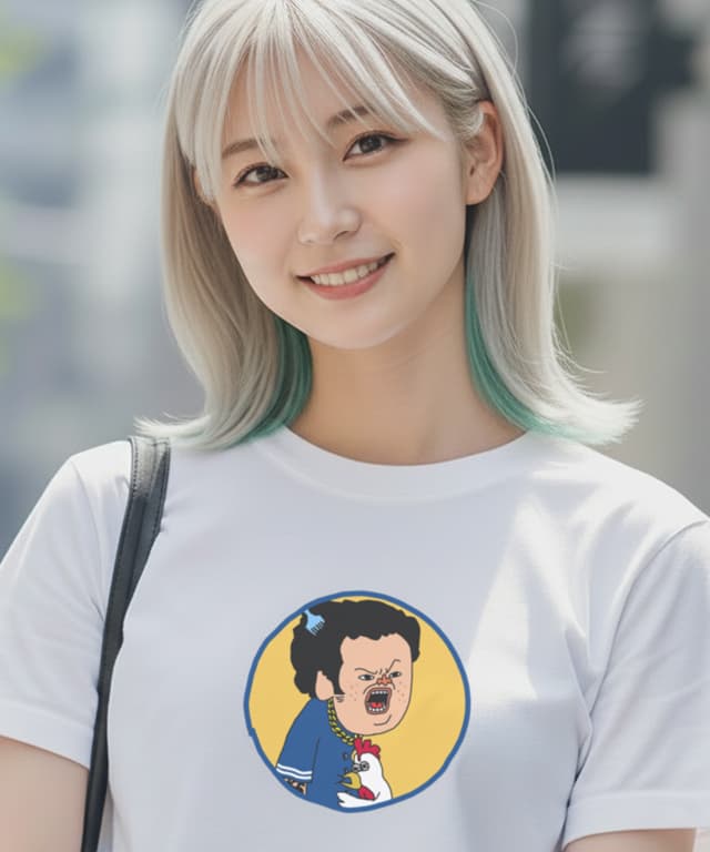 アフロの青年がにわとりを抱えて叫ぶ - 画像1