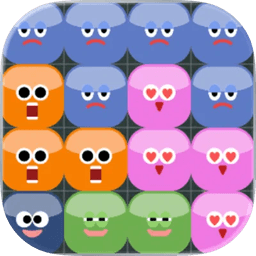 Color Face Blastのアプリアイコン。4×4のグリッドに並んだカラフルな顔つきのブロック。