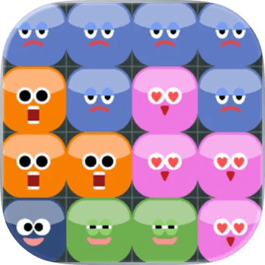 Color Face Blastのアプリアイコン。4×4のグリッドに並んだカラフルな顔つきのブロック。