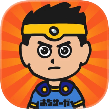 勇者を探せのアプリアイコン。黄色い頭飾りと青い服の勇者キャラクター。