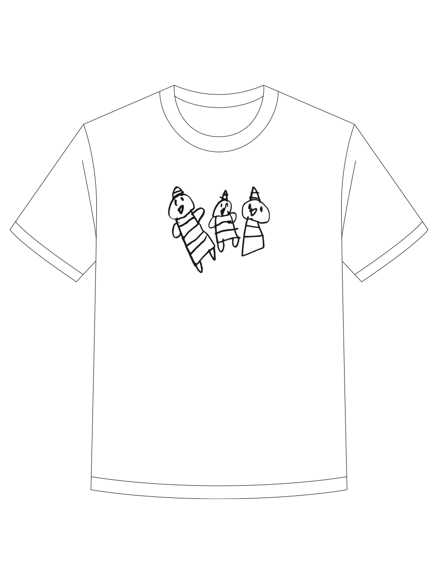 胸元にらくがきを配置したTシャツの着用イメージ（2）